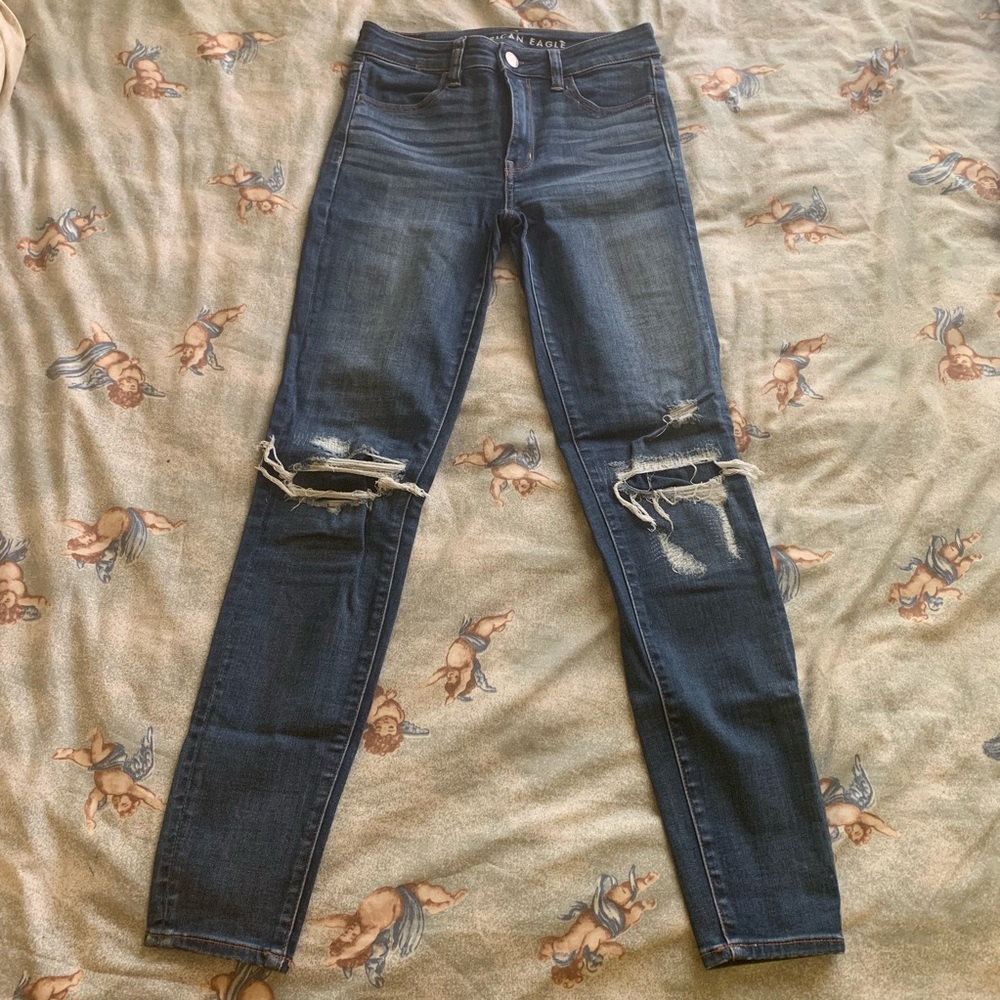 AE high rise distressed jeggings